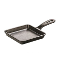 D14cm  Square Mini Cast Iron frying pan with wooden tray